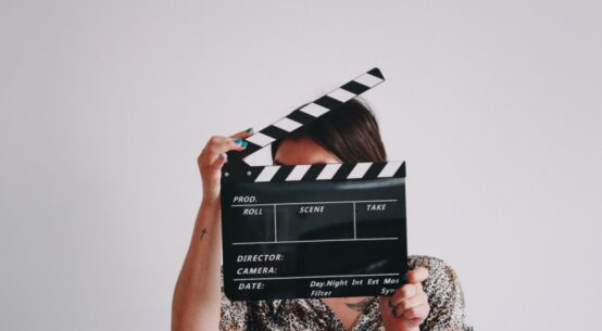 woman with film clapper